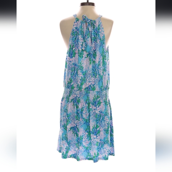 Lilly Pulitzer Blue and Green Halter Romper Dress - Picture 2 of 5